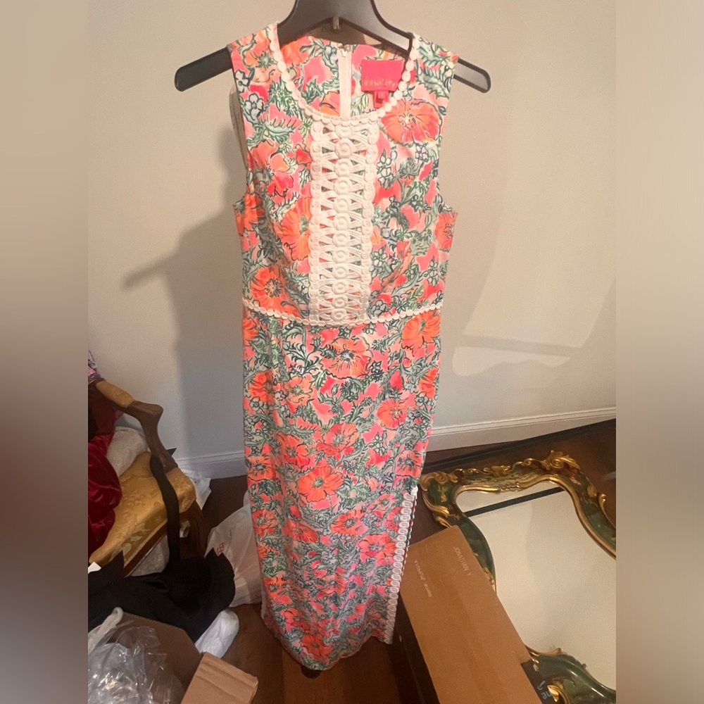 NWT Lilly Pulitzer Ashler Maxi Dress Soleil Pink Perfect Poppy - Picture 3 of 5
